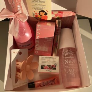 Box dia de las madres tematica rosada con espumante
